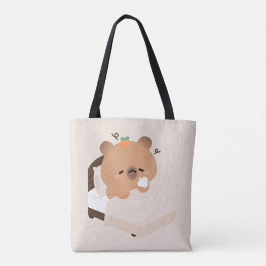 Schattige Vermoeide Capybara Tote Bag (Achterkant)