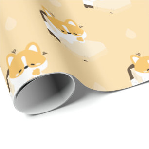 Schattige vermoeide Corgi Cadeaupapier
