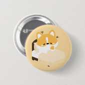 Schattige vermoeide corgi ronde button 5,7 cm (Voorkant /achterkant)
