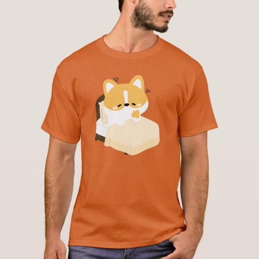 Schattige Vermoeide Corgi T-shirt (Voorkant)