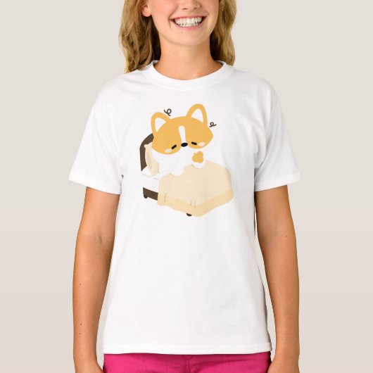 Schattige Vermoeide Corgi T-shirt (Voorkant)