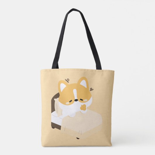 Schattige vermoeide Corgi Tote Bag (Achterkant)