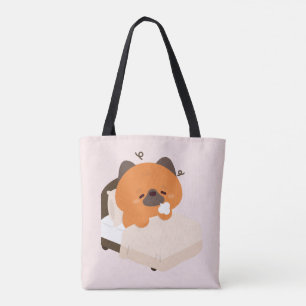 Schattige vermoeide Duitse herdershond Puppy Tote Bag