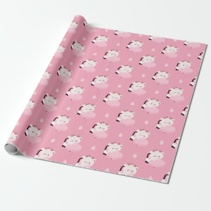 Schattige Vermoeide Koe Cadeaupapier