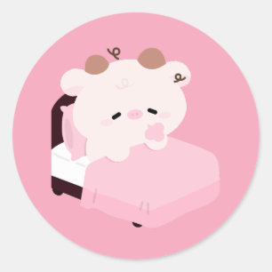 Schattige Vermoeide Koe Ronde Sticker