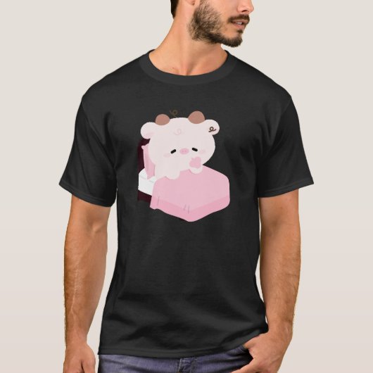 Schattige Vermoeide Koe T-shirt (Voorkant)