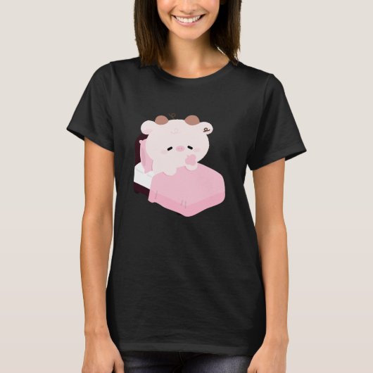 Schattige Vermoeide Koe T-shirt (Voorkant)