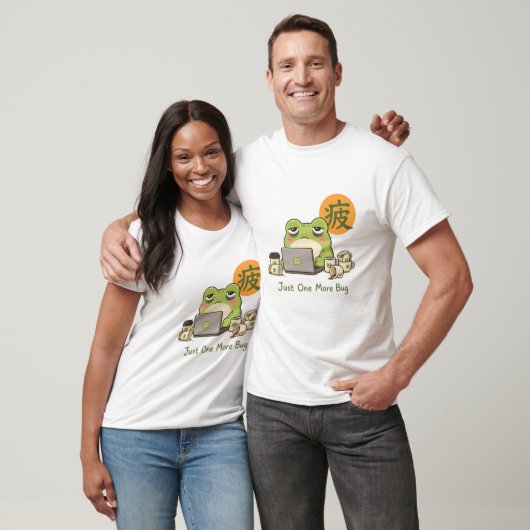 Schattige Vermoeide Programmeur Kikker – Kawaii Co T-shirt (Unisex)