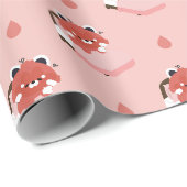Schattige Vermoeide Rode Panda Cadeaupapier (Rol Hoek)