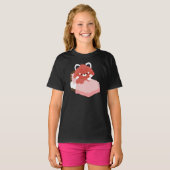 Schattige Vermoeide Rode Panda T-shirt (Voorkant volledig)