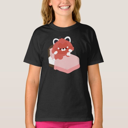 Schattige Vermoeide Rode Panda T-shirt (Voorkant)