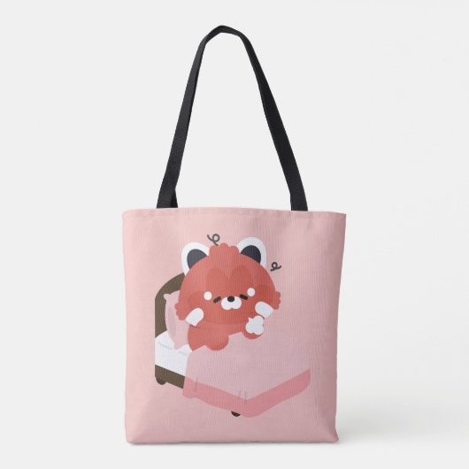 Schattige Vermoeide Rode Panda Tote Bag (Achterkant)