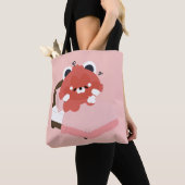 Schattige Vermoeide Rode Panda Tote Bag (Dichtbij)