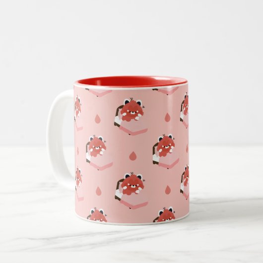 Schattige Vermoeide Rode Panda Tweekleurige Koffiemok (Voorkant links)