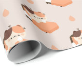 Schattige Vermoeide Schilkat Kat  Cadeaupapier (Rol Hoek)