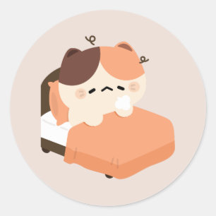 Schattige Vermoeide Schilkat Kat Ronde Sticker