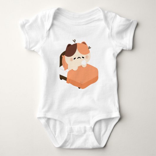 Schattige Vermoeide Schotse Kat  Romper (Voorkant)