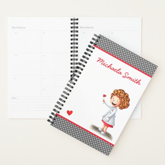 Schattige verpleegkundige gepersonaliseerd planner (Display)
