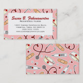 Schattige verpleegkundige of verzorger Roze Visite Visitekaartje (Voorkant / Achterkant)