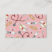 Schattige verpleegkundige of verzorger Roze Visite Visitekaartje (Achterkant)