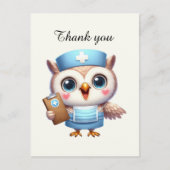 Schattige verpleegster bedankt uil briefkaart (Voorkant)
