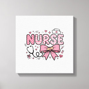 Schattige Verpleegster Boog Hart Vector Shirt Ontw Canvas Afdruk