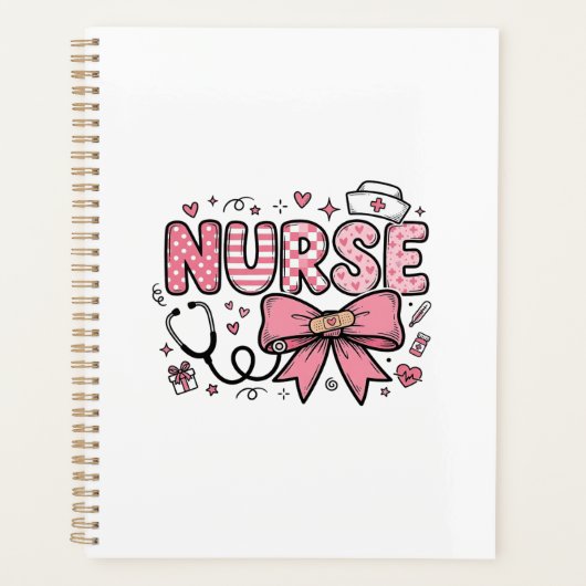 Schattige Verpleegster Boog Hart Vector Shirt Ontw Planner (Voorkant)