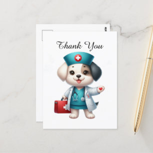 Schattige verpleegster dank je hond briefkaart