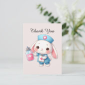 Schattige verpleegster dank je konijn briefkaart (Staand voorkant)