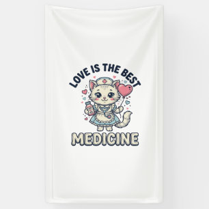 Schattige Verpleegster Kat Lieverd Is de Beste Med Spandoek