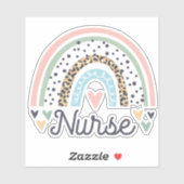 Schattige Verpleegster Pastel Luipaardprint Boho R Sticker (Vel)