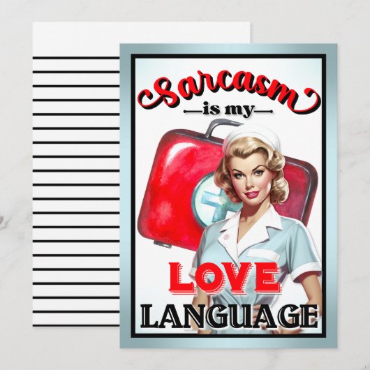 Schattige Verpleegster Pinup_ Liefde Taal Bedankkaart (Voorkant / Achterkant)