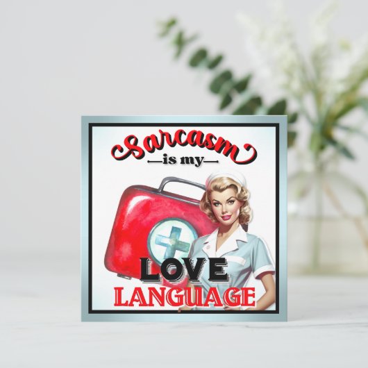 Schattige Verpleegster Pinup_ Liefde Taal Feestdagenkaart (Staand voorkant)