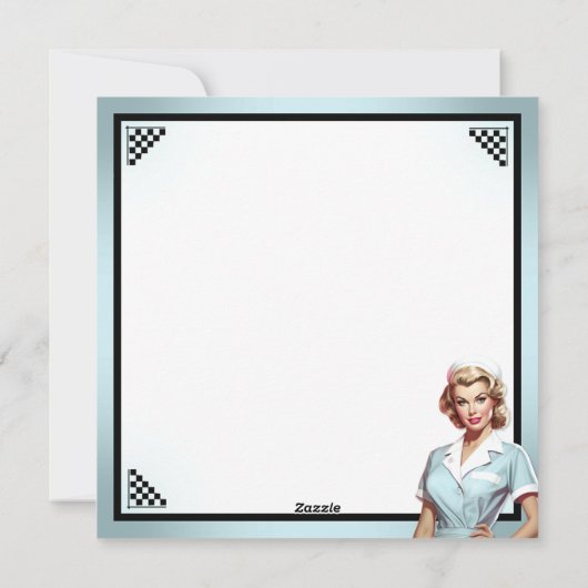 Schattige Verpleegster Pinup_ Liefde Taal Feestdagenkaart (Achterkant)