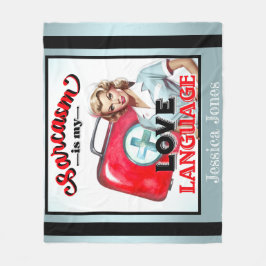 Schattige Verpleegster Pinup_ Liefde Taal Fleece Deken