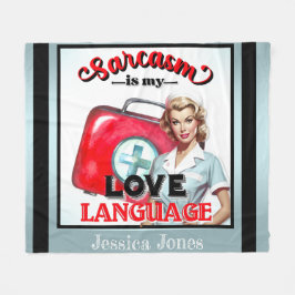 Schattige Verpleegster Pinup_ Liefde Taal Fleece Deken