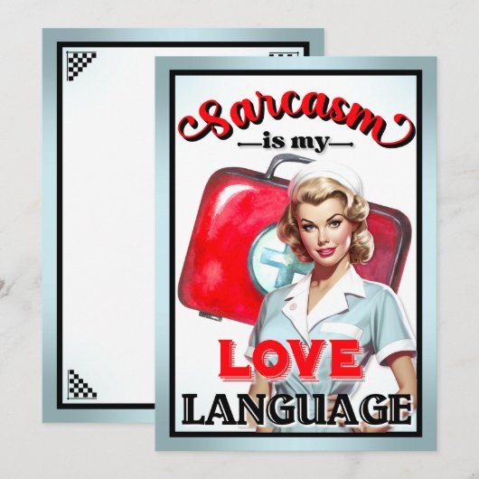 Schattige Verpleegster Pinup_ Liefde Taal Kaart (Voorkant / Achterkant)