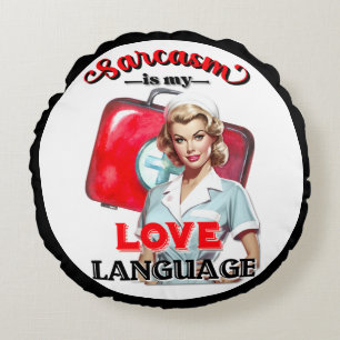 Schattige Verpleegster Pinup_ Liefde Taal Rond Kussen