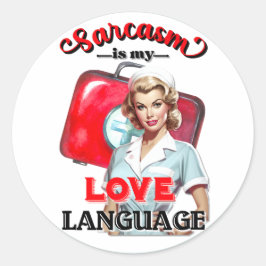 Schattige Verpleegster Pinup_ Liefde Taal Ronde Sticker