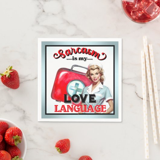 Schattige Verpleegster Pinup_ Liefde Taal Servet (Insitu)