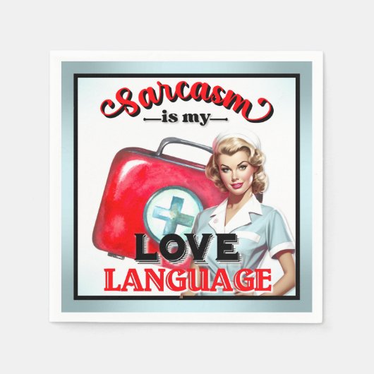 Schattige Verpleegster Pinup_ Liefde Taal Servet (Voorkant)