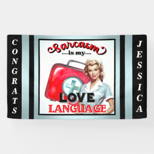 Schattige Verpleegster Pinup_ Liefde Taal Spandoek