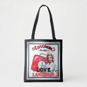 Schattige Verpleegster Pinup_ Liefde Taal Tote Bag