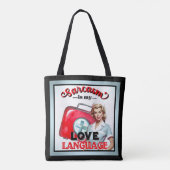 Schattige Verpleegster Pinup_ Liefde Taal Tote Bag (Achterkant)