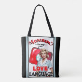 Schattige Verpleegster Pinup_ Liefde Taal Tote Bag (Achterkant)