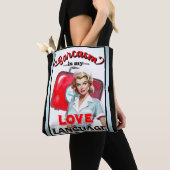 Schattige Verpleegster Pinup_ Liefde Taal Tote Bag (Dichtbij)