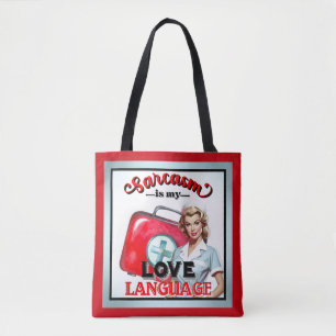 Schattige Verpleegster Pinup_ Liefde Taal Tote Bag
