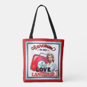 Schattige Verpleegster Pinup_ Liefde Taal Tote Bag (Achterkant)