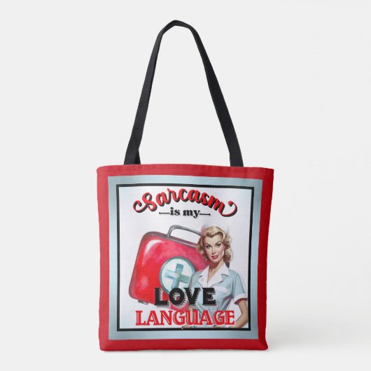 Schattige Verpleegster Pinup_ Liefde Taal Tote Bag (Achterkant)