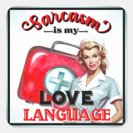 Schattige Verpleegster Pinup_ Liefde Taal Vierkante Sticker